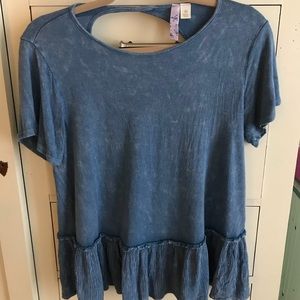 Francesca’s Royal Blue Ruffle T-shirt